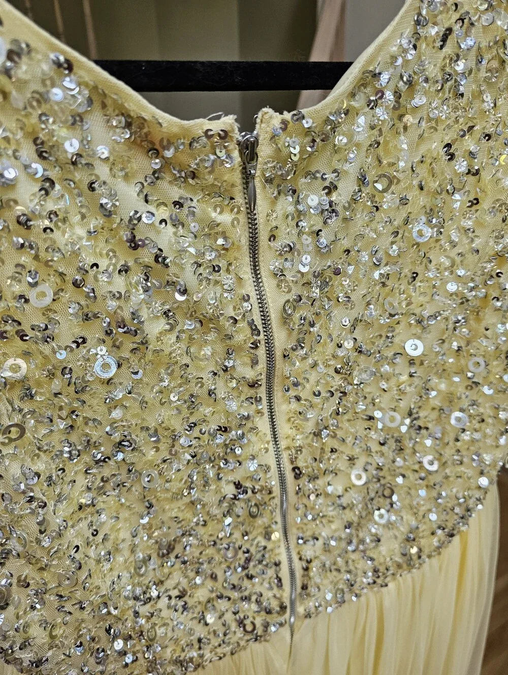 Maya Maternity Cap Sleeve Delicate Sequin Detail Tulle Maxi Dress in Lemon 10 - Picture 15 of 15
